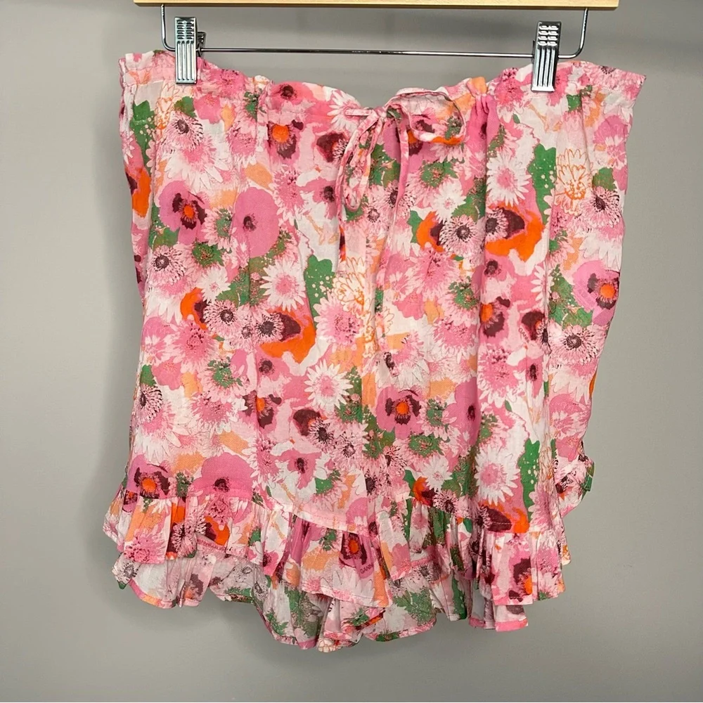 NWT GANNI 100% Organic Cotton Ruffle Shorts in Sugar Plum Size 40 / Size… - Picture 2 of 10